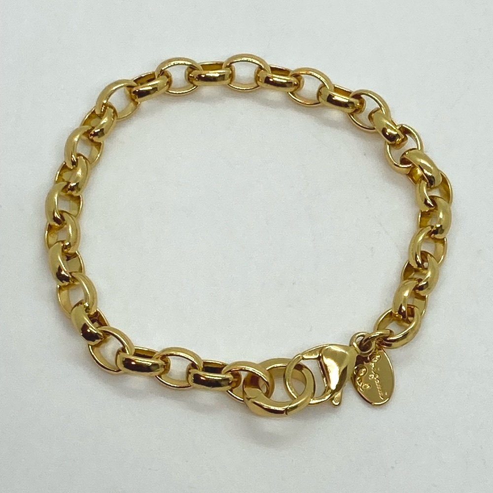Origami Owl Gold Tone Rolo Link Dangle Chain Charm Bracelet | 7” L